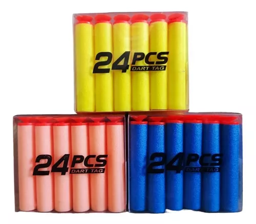 24 Pieces Soft Nerf Dart Stick-On Foam Nerf Bullets Nerf Canon Blasters Refill Darts - Multicolor Random Colors