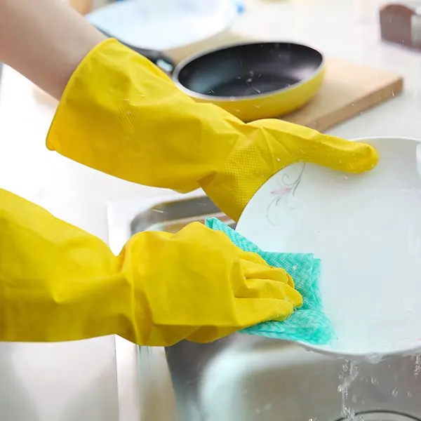 Dishwashing Rubber Gloves Non-Slip Household Laundry Kitchen Cleaning Gloves - Pair (Random color) - Image 5