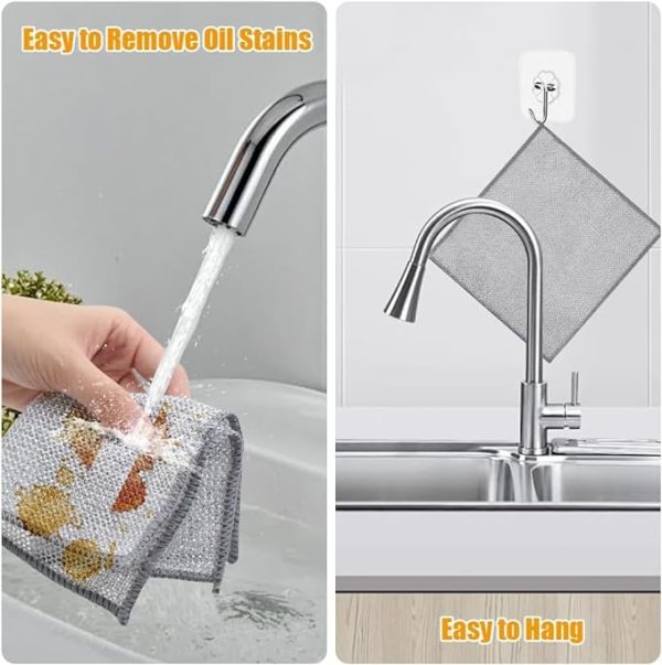 Dish washing Cleaning cloth | Wire Dish washing Rugs for Wet and Dry, Metal Wire Dish Towels for Kitchen, Dishes - Image 2