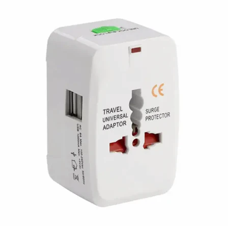 All in One Universal Adaptor with Two USB ports travel accessory - Image 3