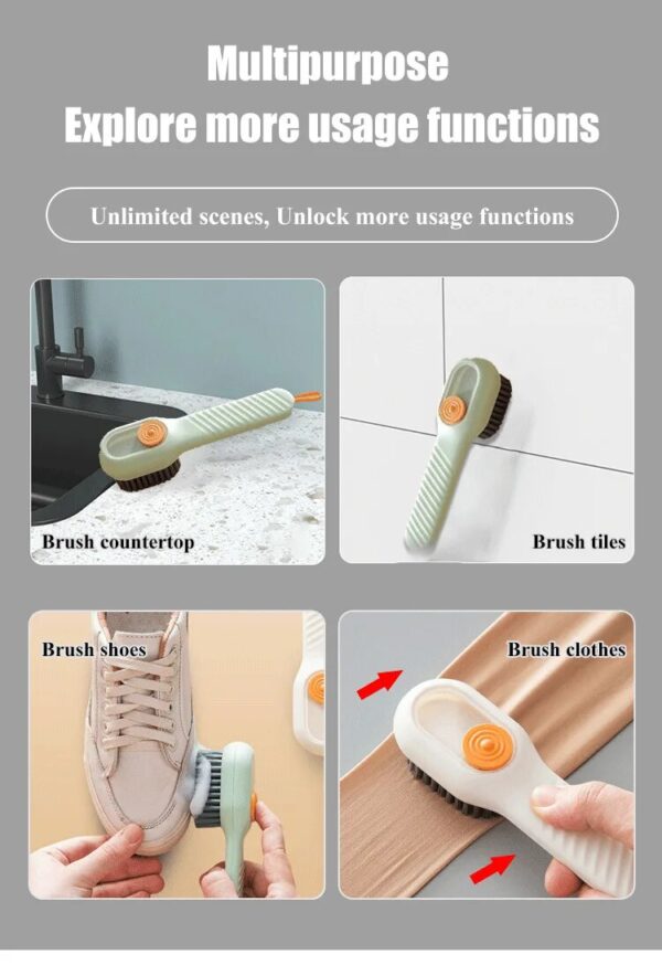 Multi-purpose Shoe Brush Soft Bristle Automatic Liquid Long Handle Cleaning Brush Clothes Board Brush Household Cleaning Tools(random color) - Image 5