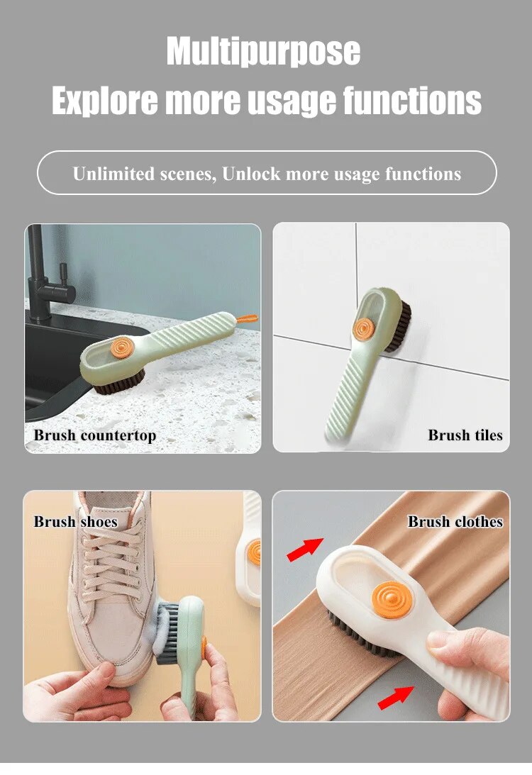 Multi-purpose Shoe Brush Soft Bristle Automatic Liquid Long Handle Cleaning Brush Clothes Board Brush Household Cleaning Tools(random color) - Image 5