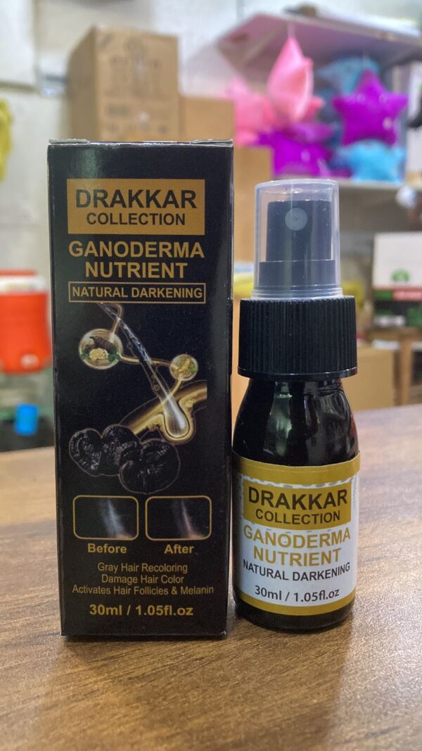 Anti-Greying Hair spray , Drakkar spray  for Hair, Organic Ganoderma, Inverted Essence for Grey Hair, Darkens Your Hair Naturally Without Damaging (30ML) - Image 2