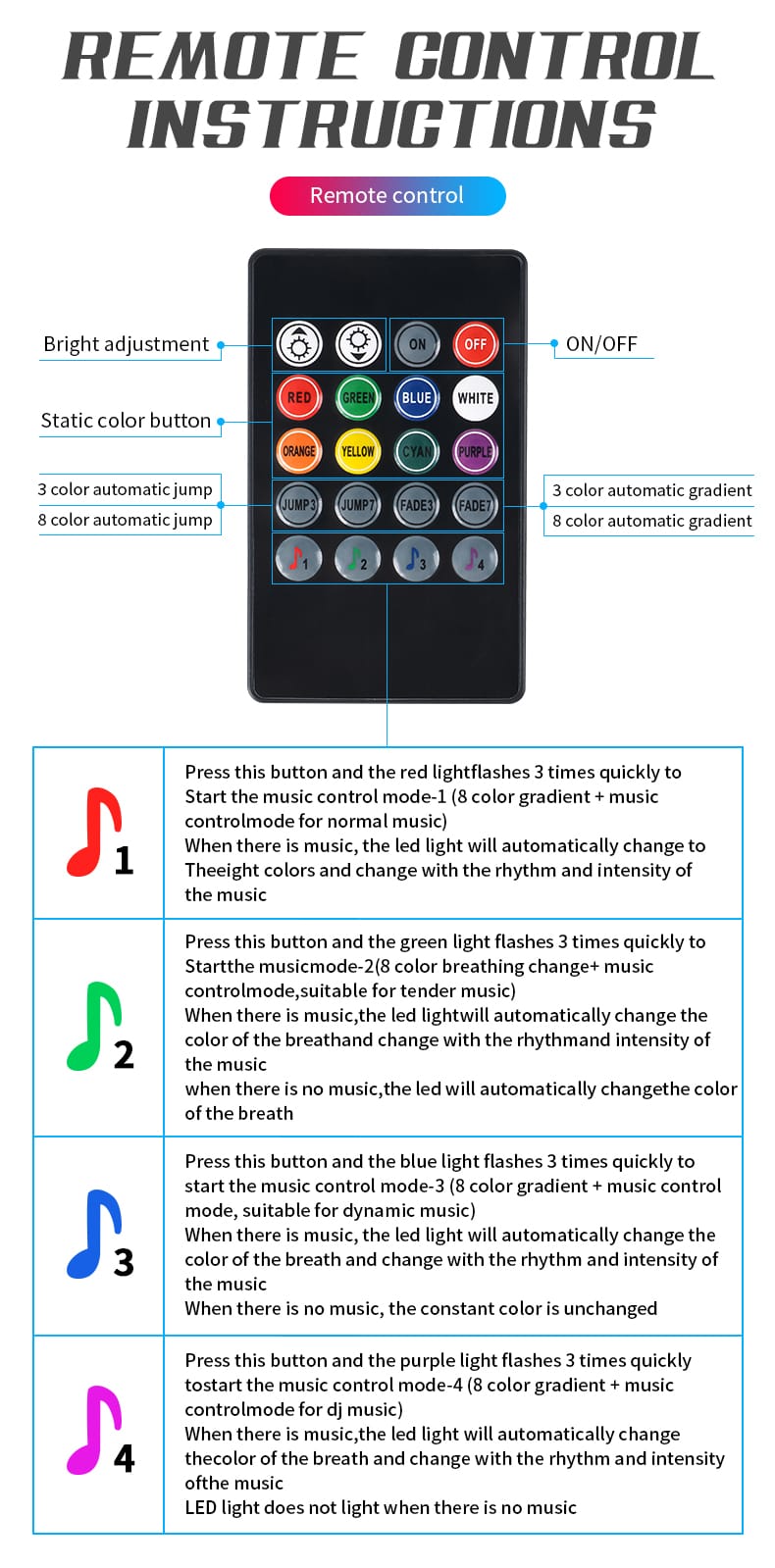 Car Led Foot light Ambient Atmosphere Light 4 in 1 RGB Sound Remote Decorative light Interior lighting Ambient Light Cigarette Bluetooth And Remote Operated - Image 17