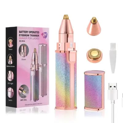 2 In 1 Hair Remover Chargeable , Multi Attractive Color With USB Charging Cable And Cleaning Brush - Image 2