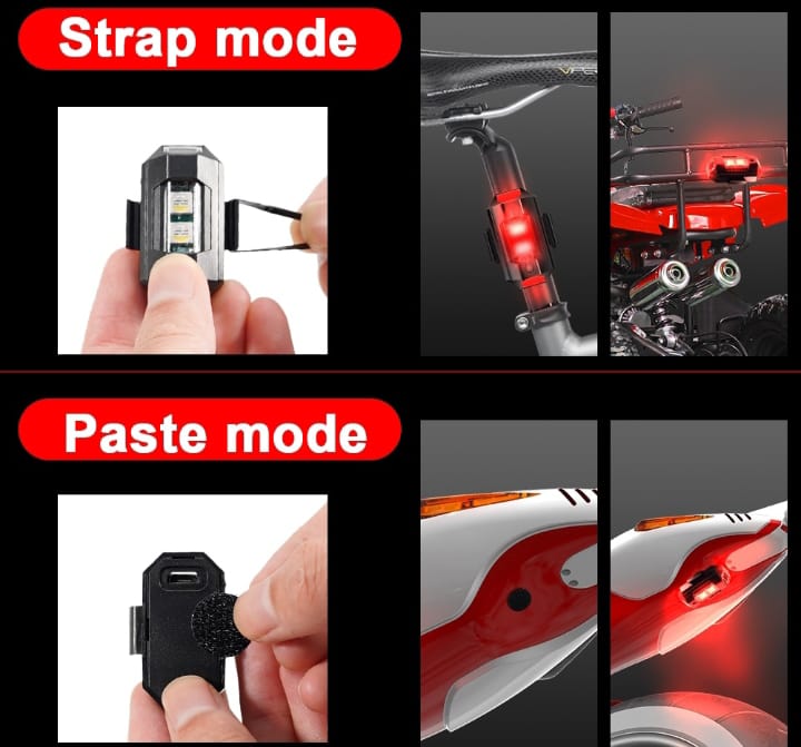 Universal Led Aircraft Strobe Lights Motorcycle Anti Collision Warning Light with USB Charging 7Colors Turn Signal Indicator - Image 5