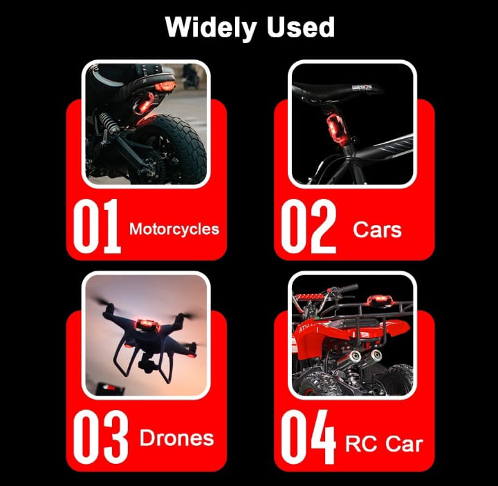 Universal Led Aircraft Strobe Lights Motorcycle Anti Collision Warning Light with USB Charging 7Colors Turn Signal Indicator - Image 6
