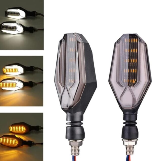 2Pcs Motorbike Universal LED Indicator With  DRL And Yellow Parking Light For all bikes (Random Color) - Image 8