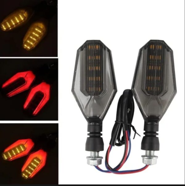 2Pcs Motorbike Universal LED Indicator With  DRL And Yellow Parking Light For all bikes (Random Color) - Image 4