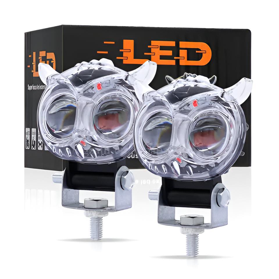 Pack of 1 Owl Fog Light for Bikes metal body  - 8 Working Modes LED Motorcycle Fog Headlights with Multicolor DRL, Universal Fitment, and Auxiliary Spotlights - Image 5