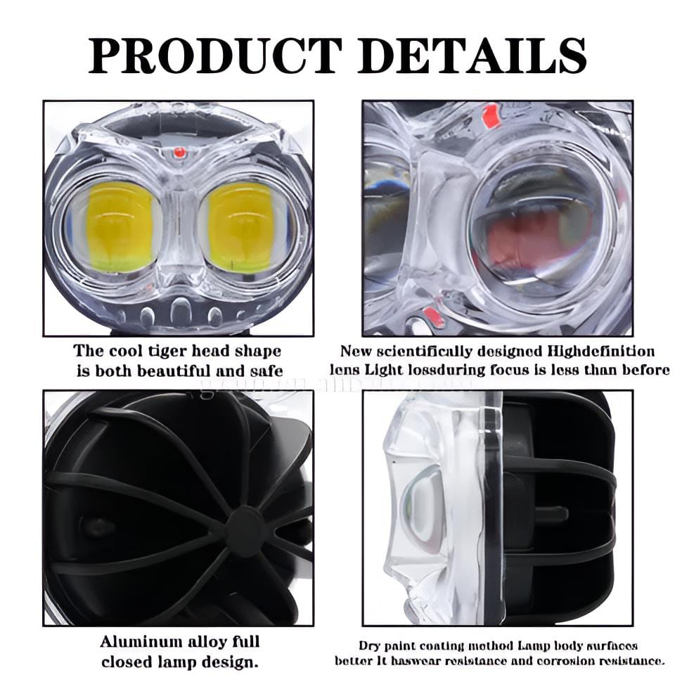 Pack of 1 Owl Fog Light for Bikes metal body  - 8 Working Modes LED Motorcycle Fog Headlights with Multicolor DRL, Universal Fitment, and Auxiliary Spotlights - Image 8