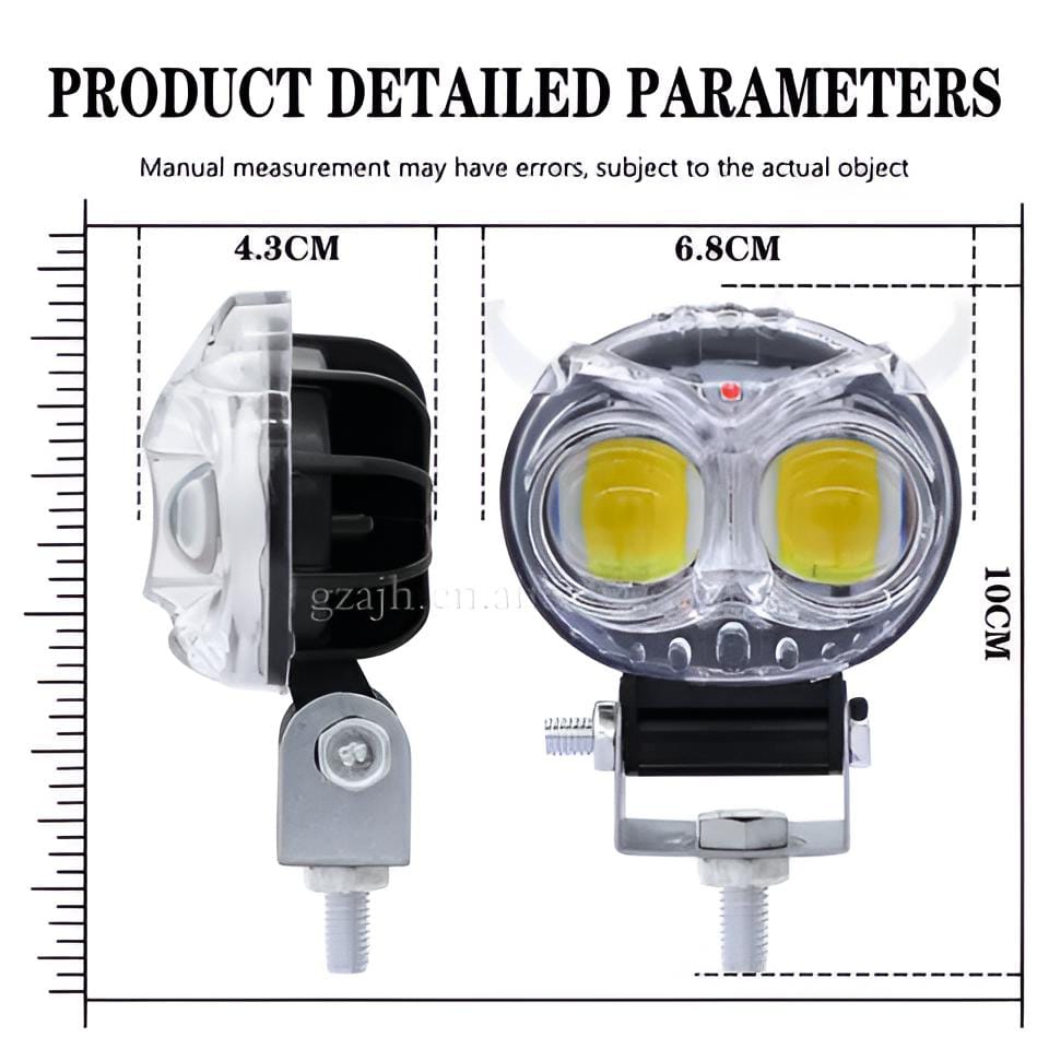 Pack of 1 Owl Fog Light for Bikes metal body  - 8 Working Modes LED Motorcycle Fog Headlights with Multicolor DRL, Universal Fitment, and Auxiliary Spotlights - Image 7