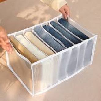 Transparent jeans Organic Washable Wardrobe Clothes Organizer, Jeans Compartment Storage Box, Portable Foldable Closet - Image 5