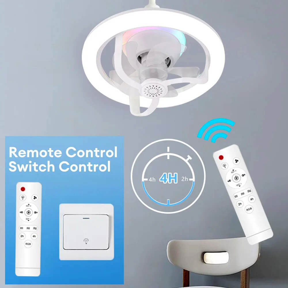 360° Rotating Socket Ceiling Fan with Light and Remote - Image 9