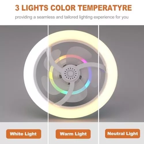 360° Rotating Socket Ceiling Fan with Light and Remote - Image 10