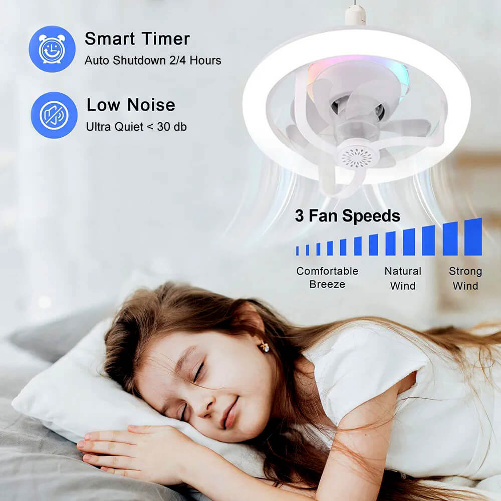 360° Rotating Socket Ceiling Fan with Light and Remote - Image 11