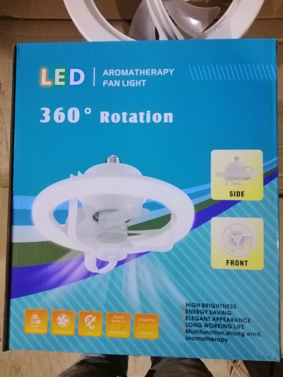 360° Rotating Socket Ceiling Fan with Light and Remote - Image 4