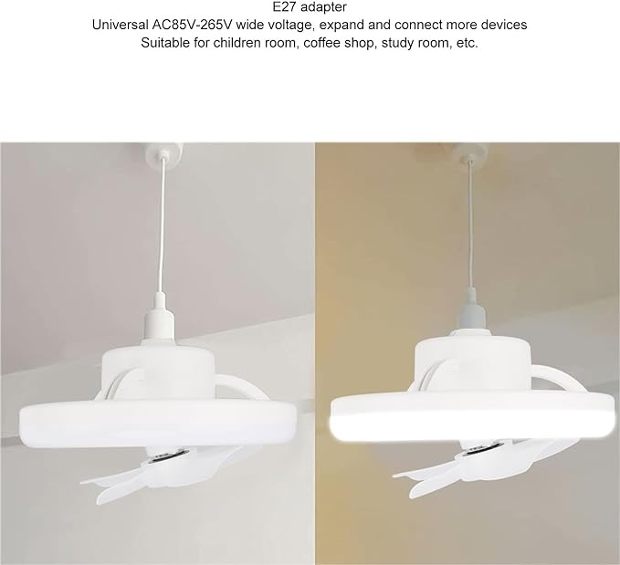 360° Rotating Socket Ceiling Fan with Light and Remote - Image 14