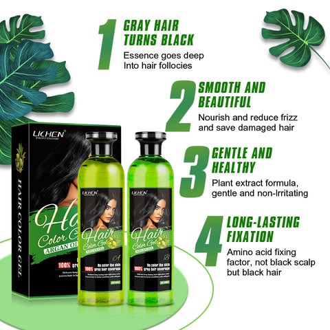 pack of 2 (500ml)Lichen Hair Color Gel  Black / dark brown - Image 3