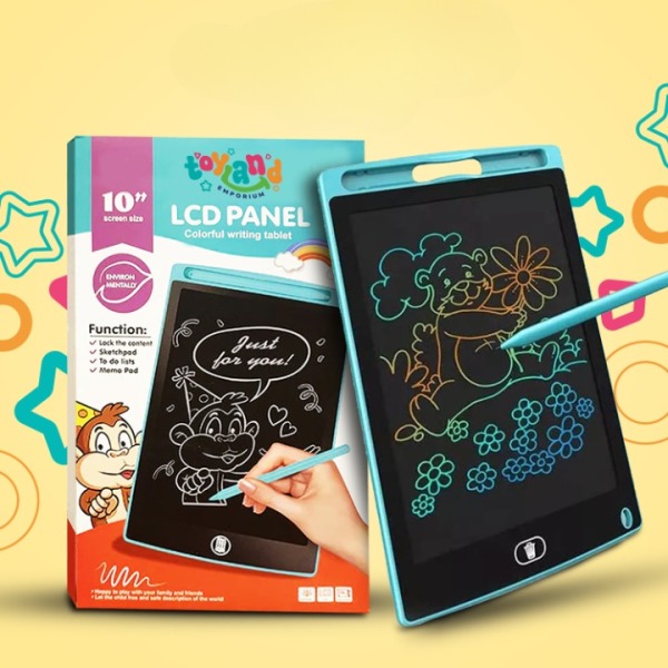 (10 inch multi color)  LCD Writing Tablet Electronic Slate Learning Toys And Gadgets For kids Writing Tablet for Kids  multi-Color LCD Without Battery or Cells