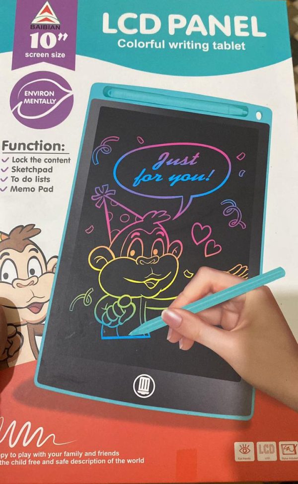 (10 inch multi color)  LCD Writing Tablet Electronic Slate Learning Toys And Gadgets For kids Writing Tablet for Kids  multi-Color LCD Without Battery or Cells - Image 2