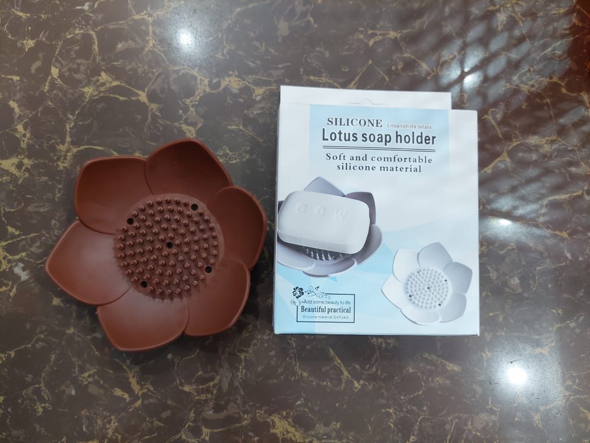 Silicone Lotus Soap Tray | Petal Flower Shape Bathroom Bar Soap Holder (Random color) - Image 2
