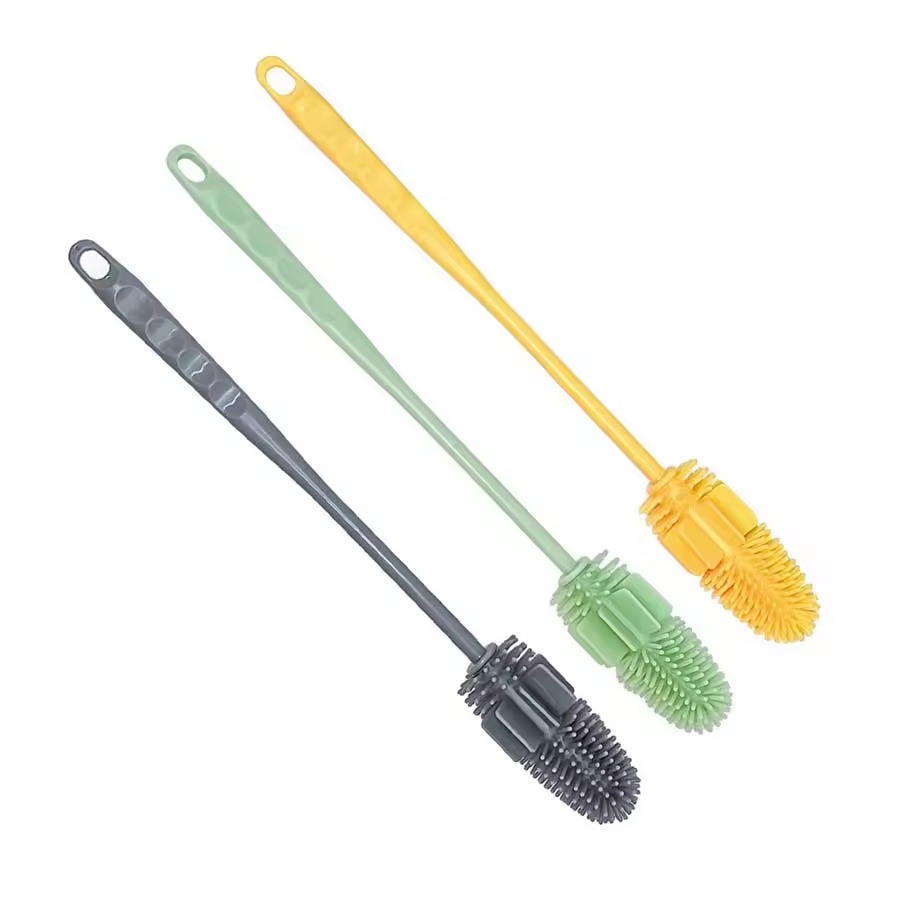 Silicone Long-Handled Cup Brush | Household Cleaning Tool for Thermos Water Bottle Glass Cup (Random color) - Image 7