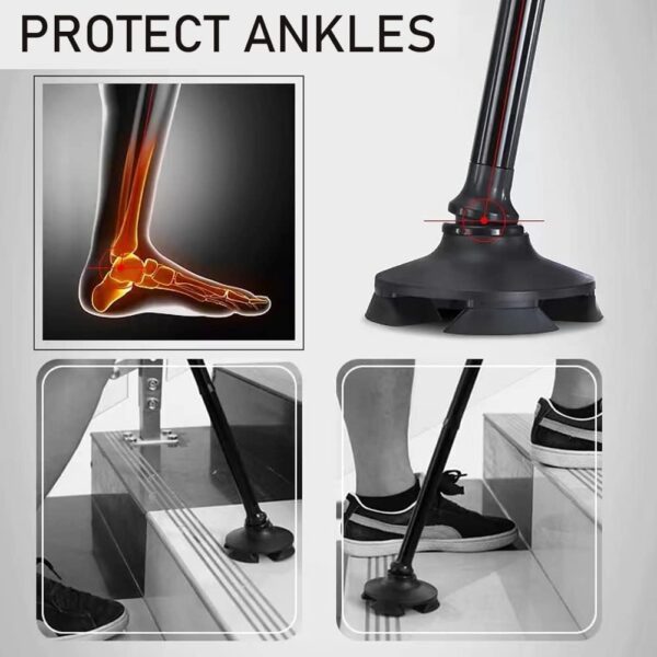 Portable Folding Walking Stick with Led Light & Aluminium Handle For Adults or old Peoples Black - Image 8