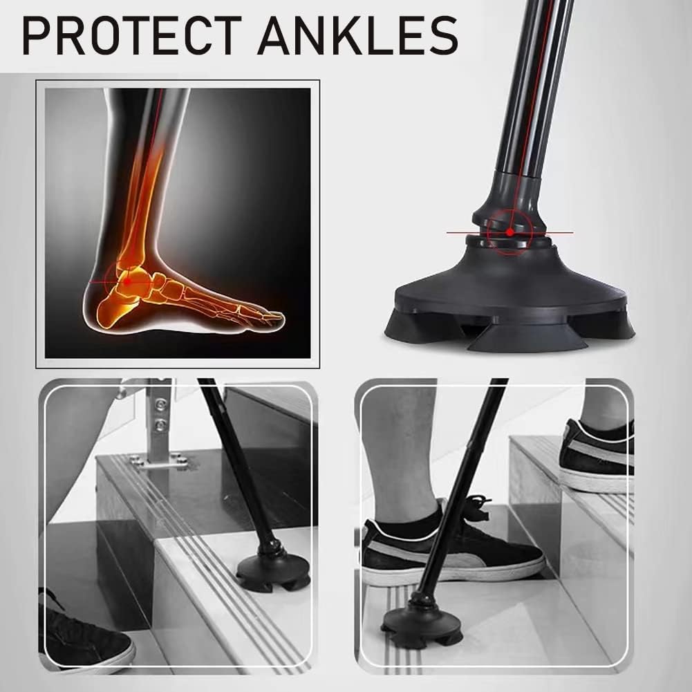 Portable Folding Walking Stick with Led Light & Aluminium Handle For Adults or old Peoples Black - Image 8