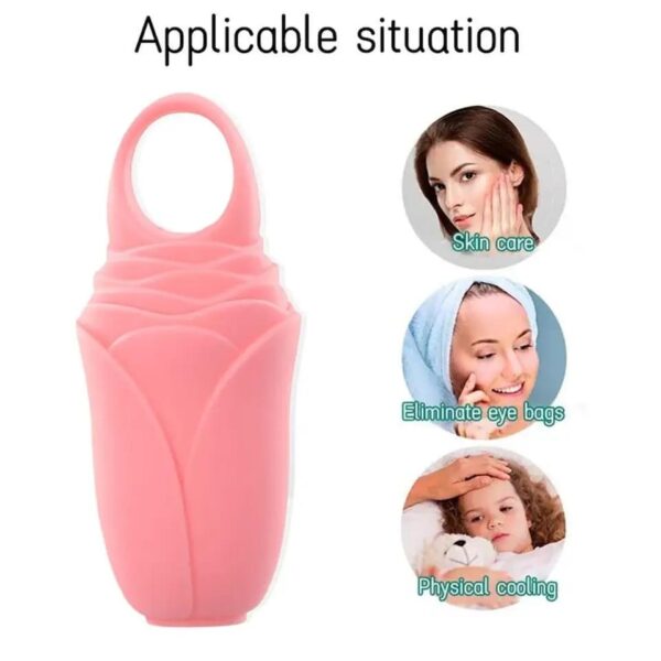 Rose Shape Silicone Facial Ice Roller For Face | Enhance Skin Glow Shrink &Tighten Pores (Random Color) - Image 3