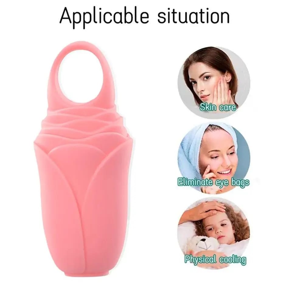 Rose Shape Silicone Facial Ice Roller For Face | Enhance Skin Glow Shrink &Tighten Pores (Random Color) - Image 3