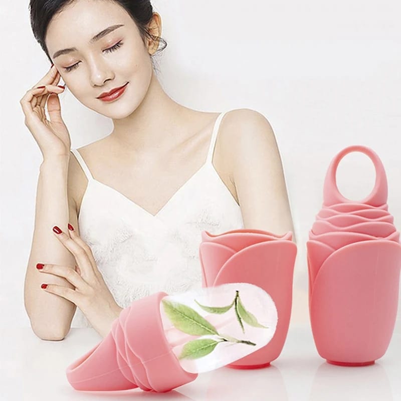 Rose Shape Silicone Facial Ice Roller For Face | Enhance Skin Glow Shrink &Tighten Pores (Random Color)