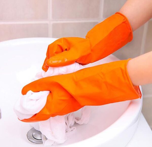 Silicone Washing Full Finger Gloves For Home & Kitchen (Random Colors)