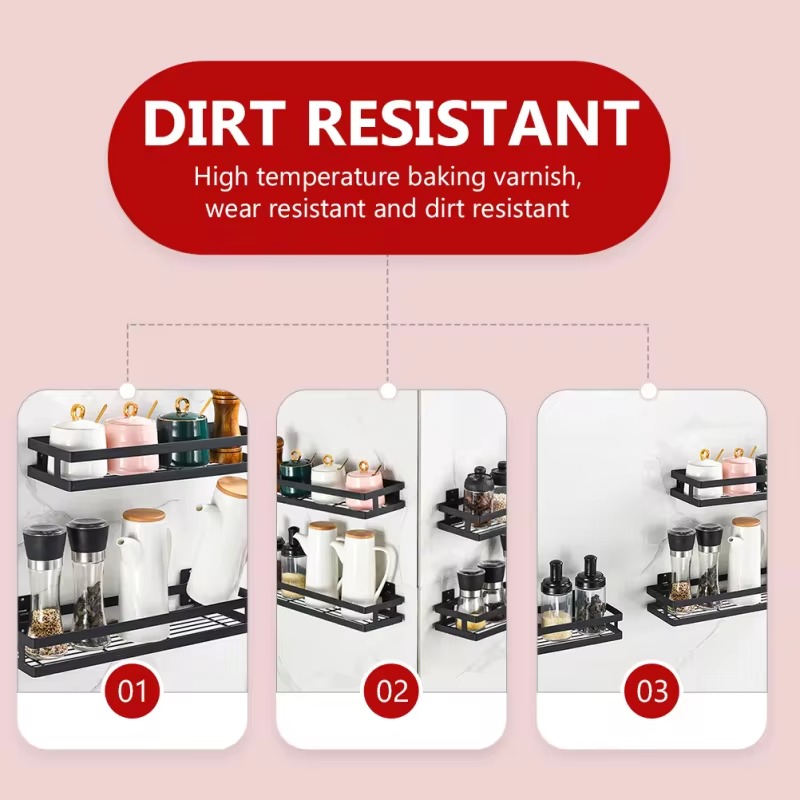 Premium Quality Metal Wall Mounted Rack Kitchen Shelf Condiment Rack Kitchen Organizer Storage Shelf - Image 3