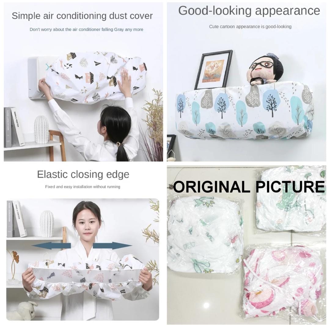 Ac Protective Dust Cover  Cute Cartoon Printing Dust Cover for air condition (Random design & Color)1 ton
