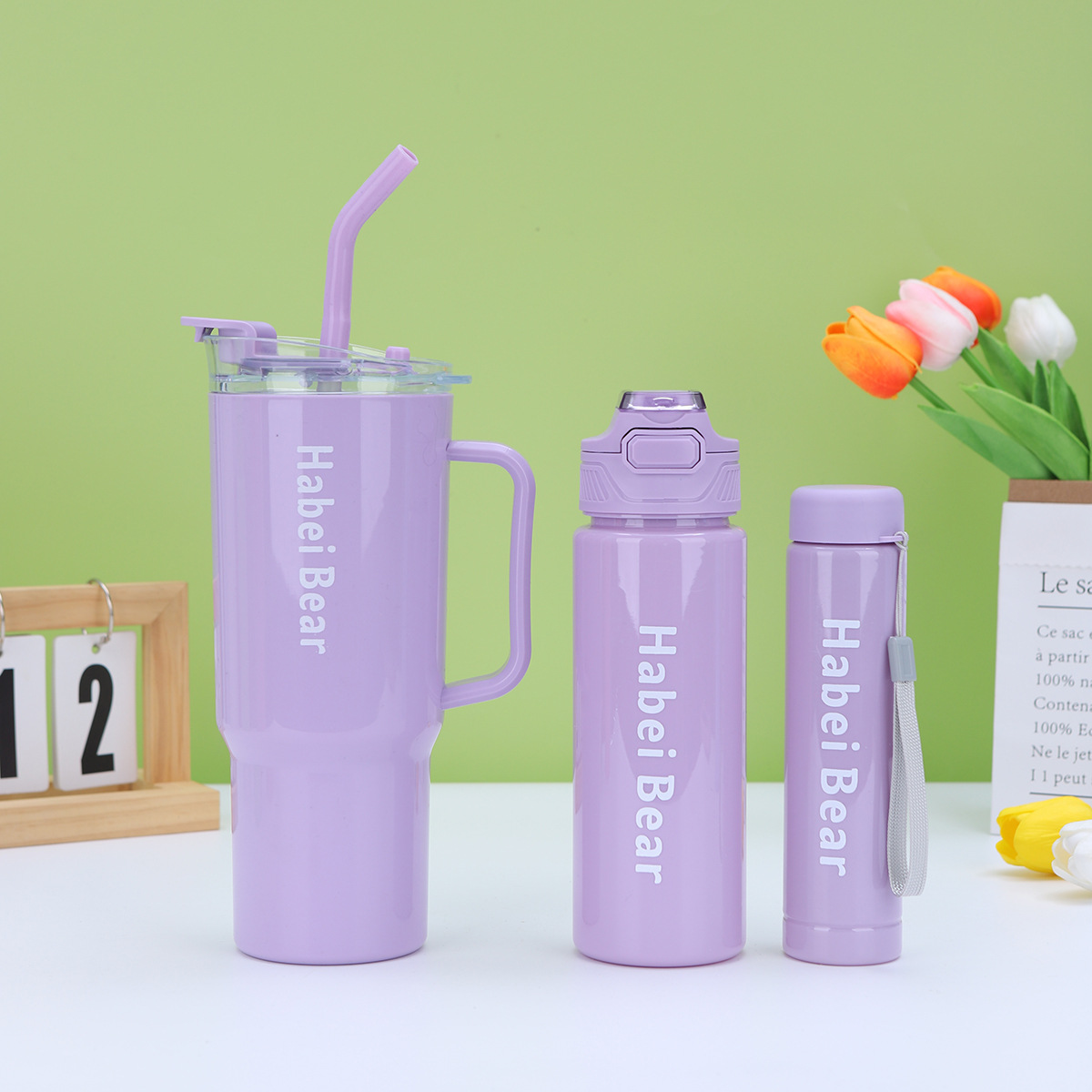 3pcs bottle set with straw (random color) - Image 4