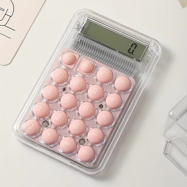 Student Calculator LCD Display Large Screen Siicone Buttons 8-digit Handheld Study Electronic Calculator School Supplies(random color) - Image 5