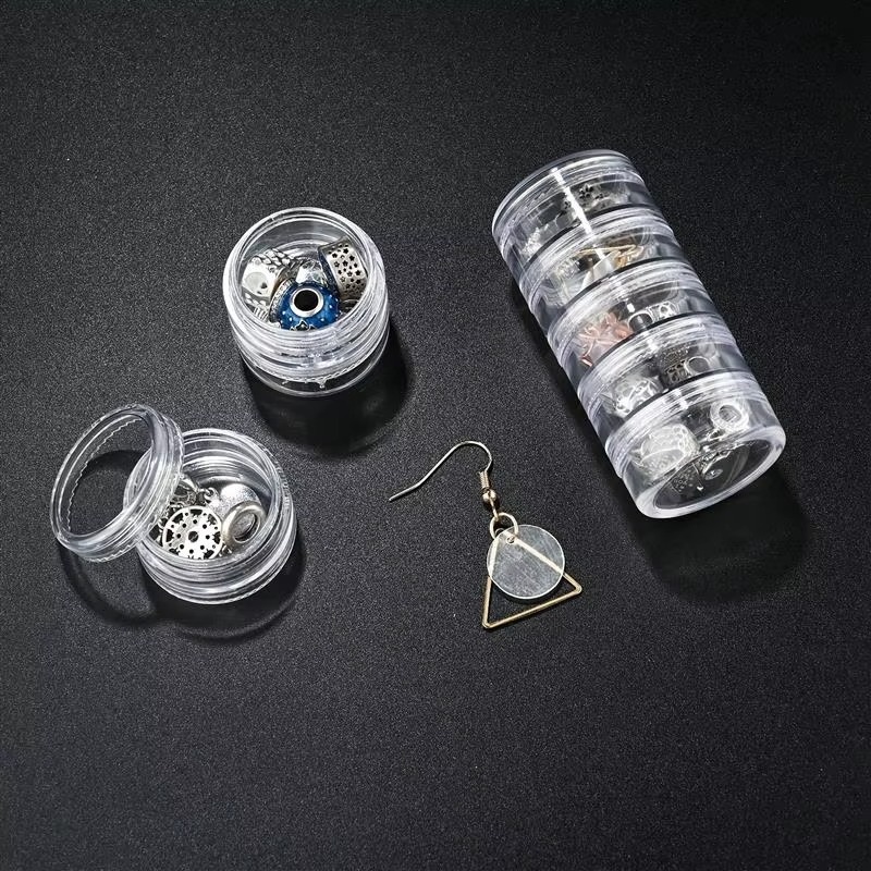 Transparent Co Joined Round Jewelry Makeup Storage Box Container | Bracelet, Earring Round Plastic Organizer - Image 9