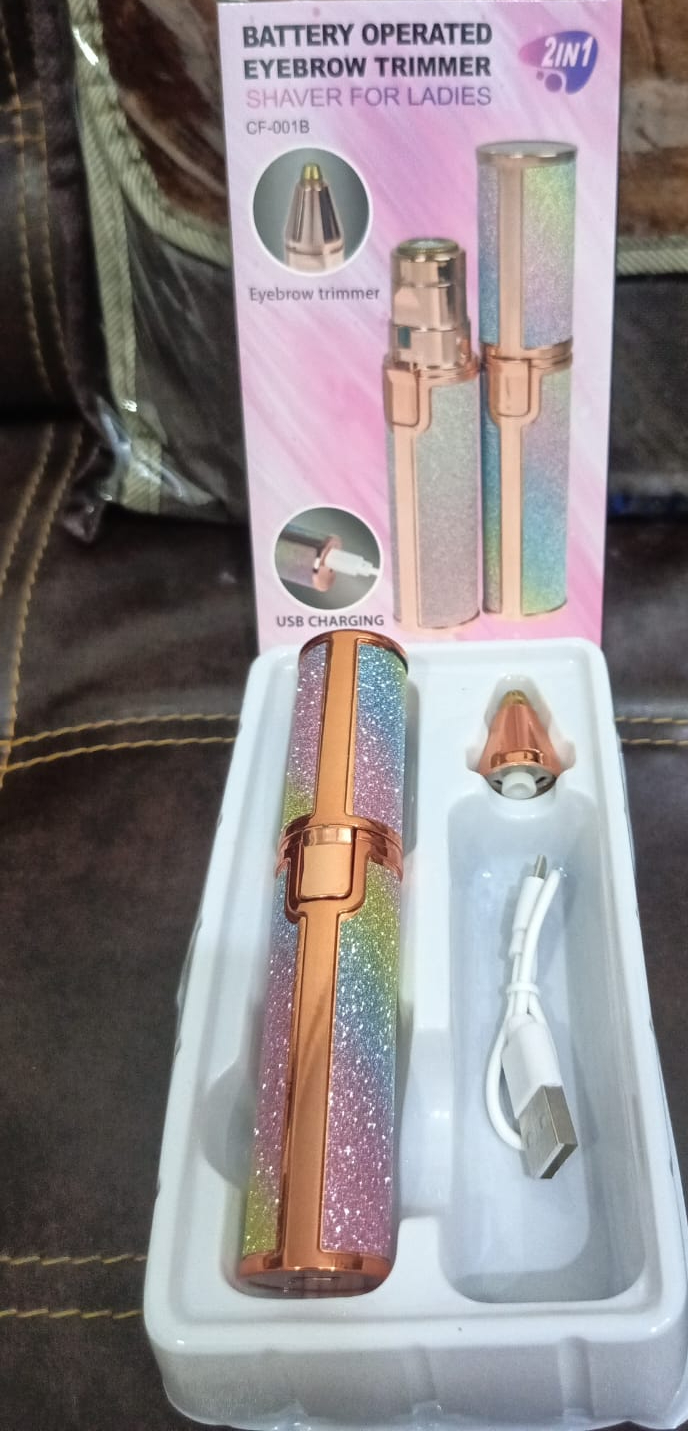 2 in 1 Rechargeable Electric Facial Hair Remover Multi Attractive Color With USB Charging Cable And Cleaning Brush - Image 2