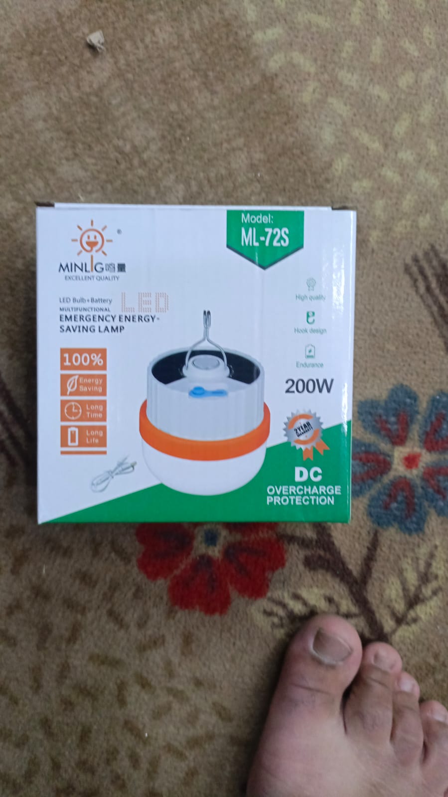 Multifunctional LED Bulb+Battery EMERGENCY ENERGY-SAVING LAMP 200W(ML-72S) - Image 3