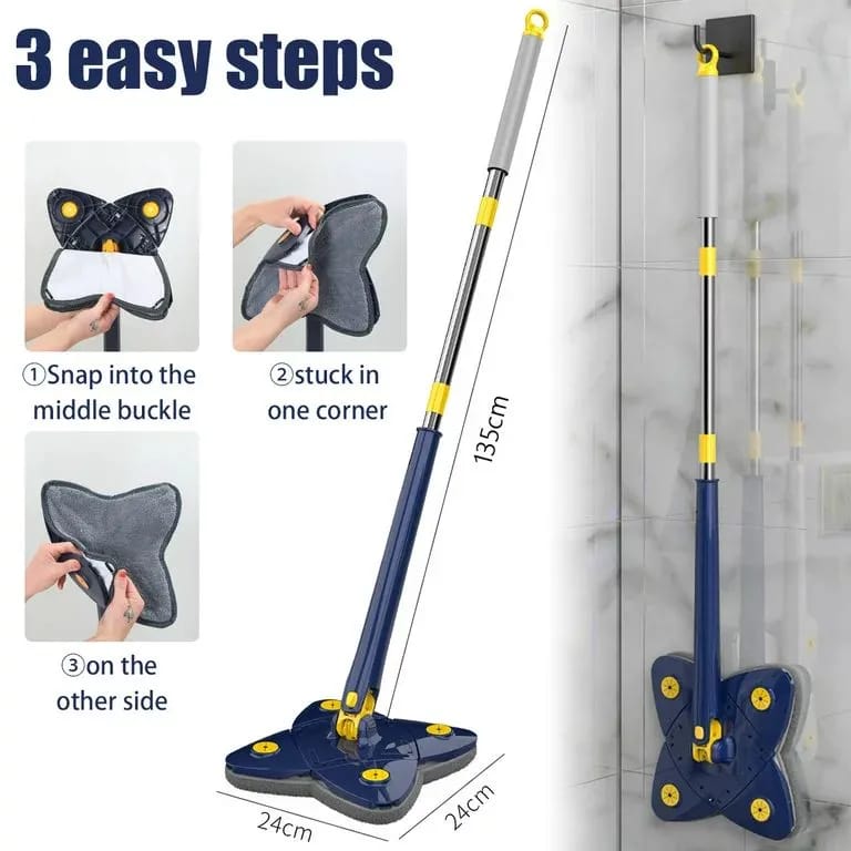 360° Rotatable Cleaning X Mop Adjustable Corner Mop Self Squeezing Wringing Mop Multifunctiona Rotating Mop for Floor Wall Window - Image 3