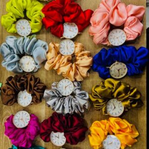 Scrunchies DW Watch For Girls & Women | New Korean Style Scrunchie Wris (random color)