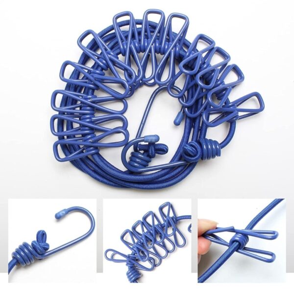 Clip & Hang 185CM Portable Clothesline With (12) Clip - Elastic, Windproof & Eco-Friendly for Travel & Home Use (Random Colors)) - Image 7