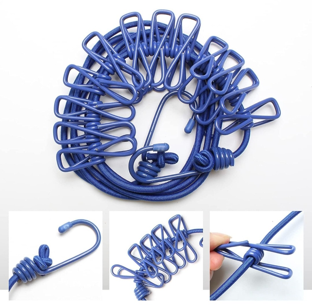 Clip & Hang 185CM Portable Clothesline With (12) Clip - Elastic, Windproof & Eco-Friendly for Travel & Home Use (Random Colors)) - Image 7