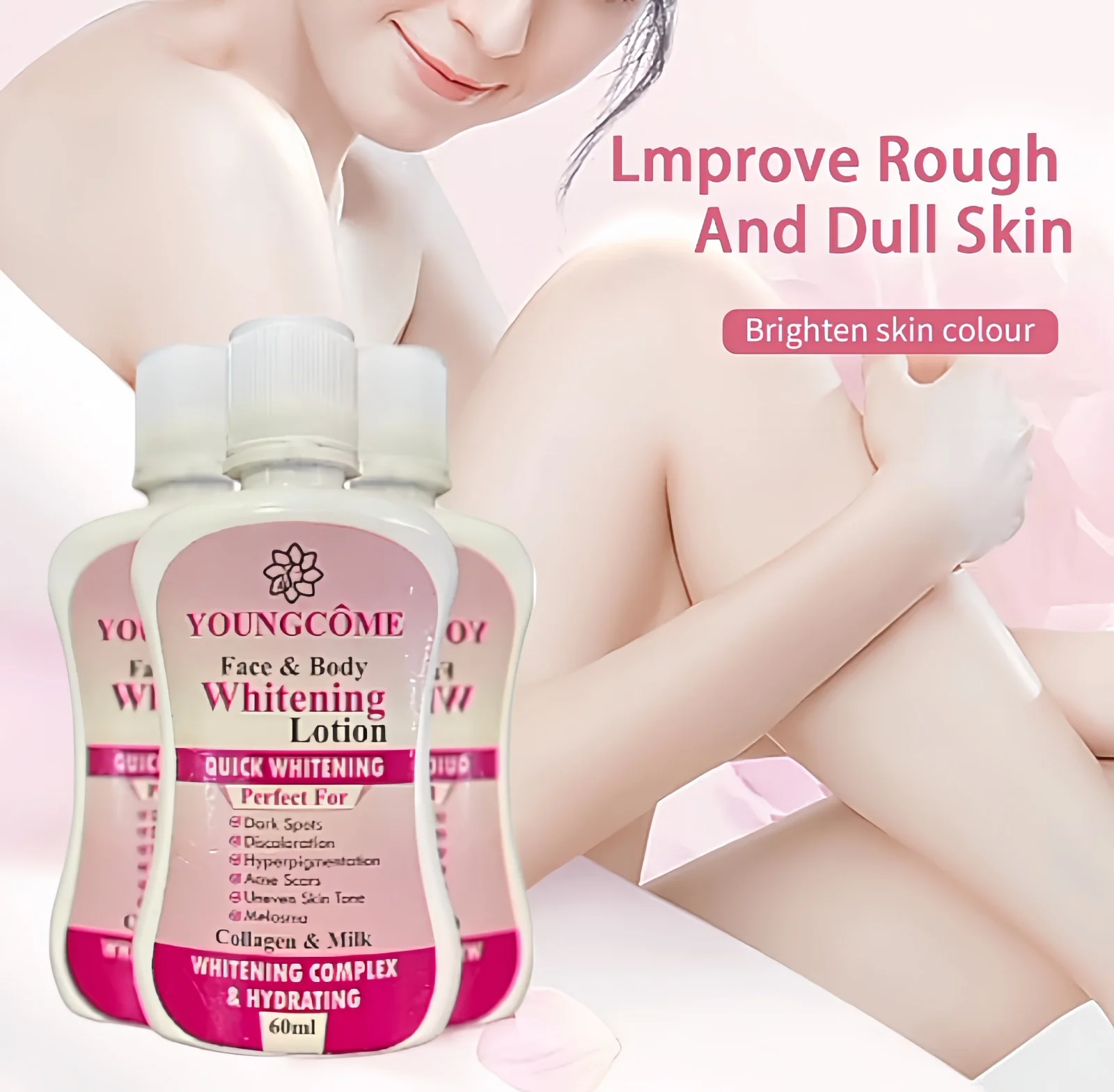 YOUNGCOME 60ml Face Body Whitening Lotion Underarm Brightening Private Underarm Body Cream Legs Whitening Parts