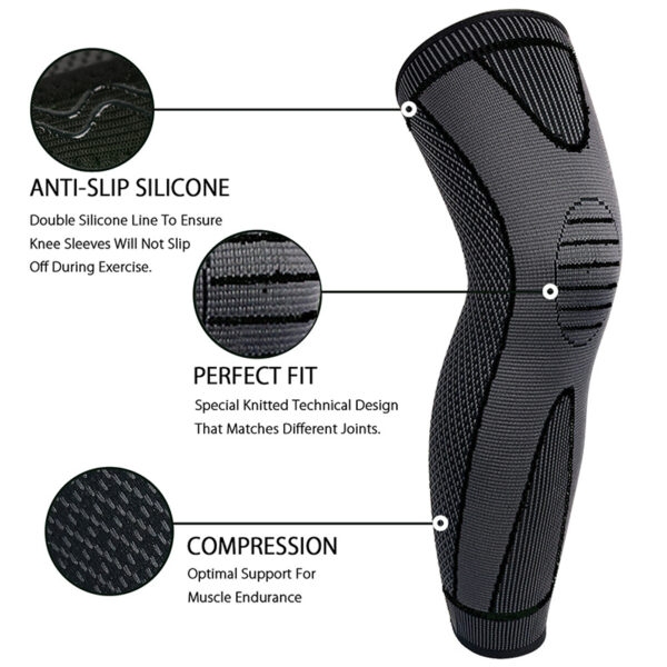 1 PCS Compression Knee Pads Support Sleeve Protector Elastic Kneepad Brace Spring Support Volleyball Running Silicone Long Full Legs Sleeve Arthritis Running Gym Sport - Image 7