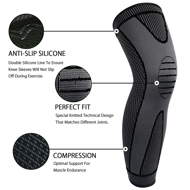 1 PCS Compression Knee Pads Support Sleeve Protector Elastic Kneepad Brace Spring Support Volleyball Running Silicone Long Full Legs Sleeve Arthritis Running Gym Sport - Image 7