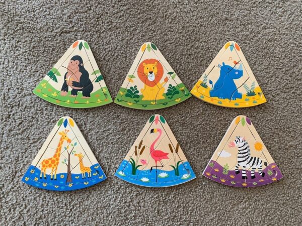Wooden Pizza Slice Slate Puzzle/ Puzzle Toys Educational Toys For Children Gifts (random characters )