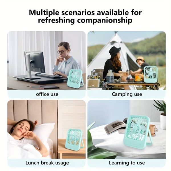 Quite Hanging Desk Fan, Mini USB Rechargeable Fan, Quiet Mini Desktop Cooling Fan for Indoor Outdoor(random color ) - Image 7