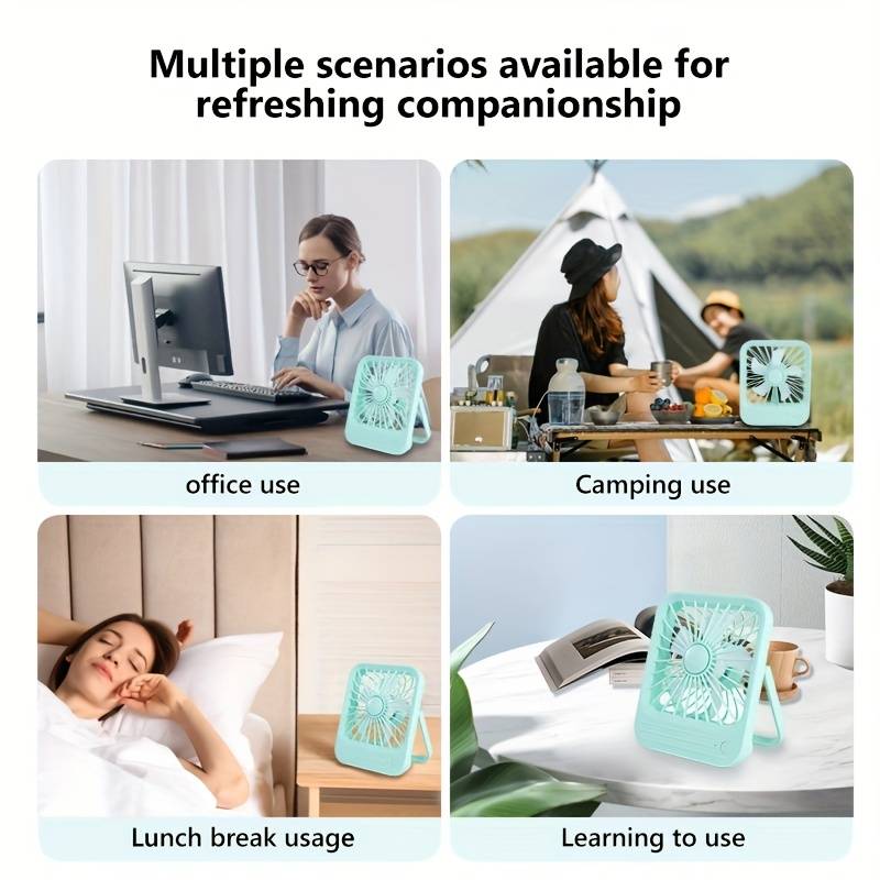 Quite Hanging Desk Fan, Mini USB Rechargeable Fan, Quiet Mini Desktop Cooling Fan for Indoor Outdoor(random color ) - Image 7